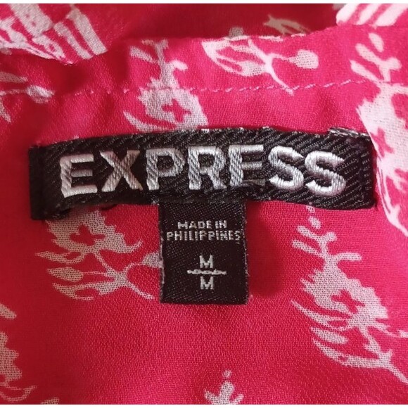 Express Blouse Tank Top Jr. Med. Sheer Lightweight Floral Feminine Handkerchief - Picture 4 of 8